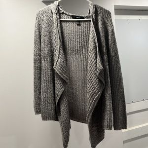 Draped open front hooded cardigan